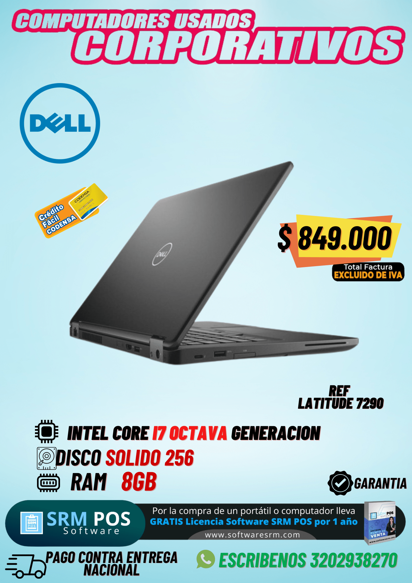 Dell Latitude 7290 i7 8va | SSD 256GB | Excluido de IVA